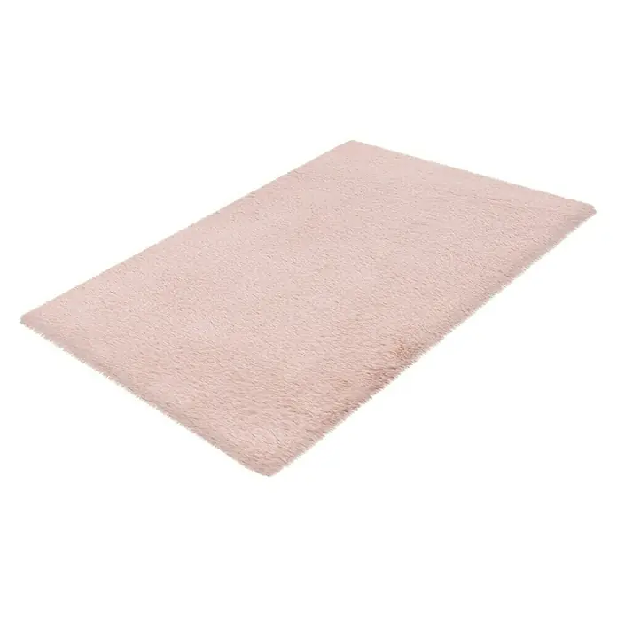 Badteppich Happy - 40 x 60 cm, Rosa, 100% Polyester - Ein rechteckiger, hellrosa Teppich mit einem weichen, zotteligen Flor, der Wärme und Komfort in jeden Raum bringt.