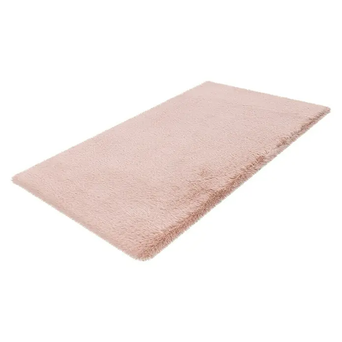 Badteppich Happy - 50 x 90 cm, Rosa, 100% Polyester - Flauschiger, rechteckiger, rosa Teppich für einen gemütlichen Touch in jedem Raum. Perfekt als Bettvorleger oder Dekoelement.