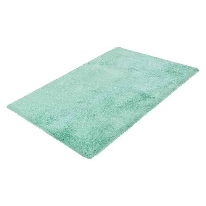Badteppich Happy - 40 x 60 cm, Mint, 100% Polyester - Weicher, türkisfarbener Teppich mit zotteliger Textur für ein gemütliches Ambiente in jedem Raum. Perfekt als Akzent oder Fußwärmer.