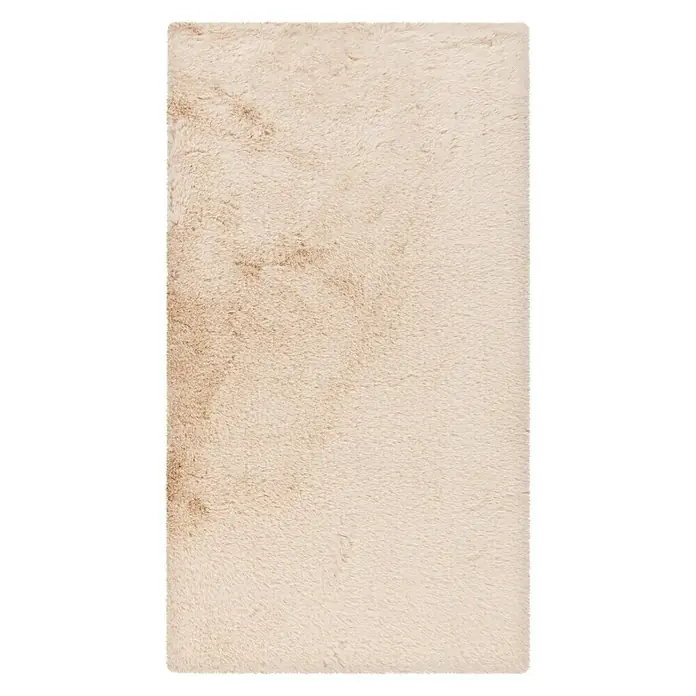 Badteppich Happy - 50 x 90 cm, Beige, 100% Polyester - Beiger Teppich mit weicher Textur, ideal für ein gemütliches Ambiente. Der Teppich bietet Komfort und Wärme für jeden Raum.