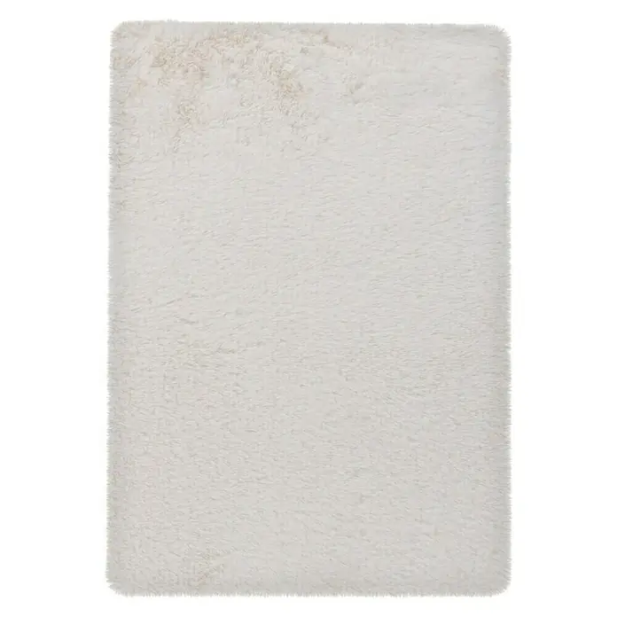 Badteppich Happy - 40 x 60 cm, Weiß, 100% Polyester - Flauschiger, rechteckiger Teppich in Cremeweiß mit weicher Textur, ideal für Wohnzimmer oder Schlafzimmer.