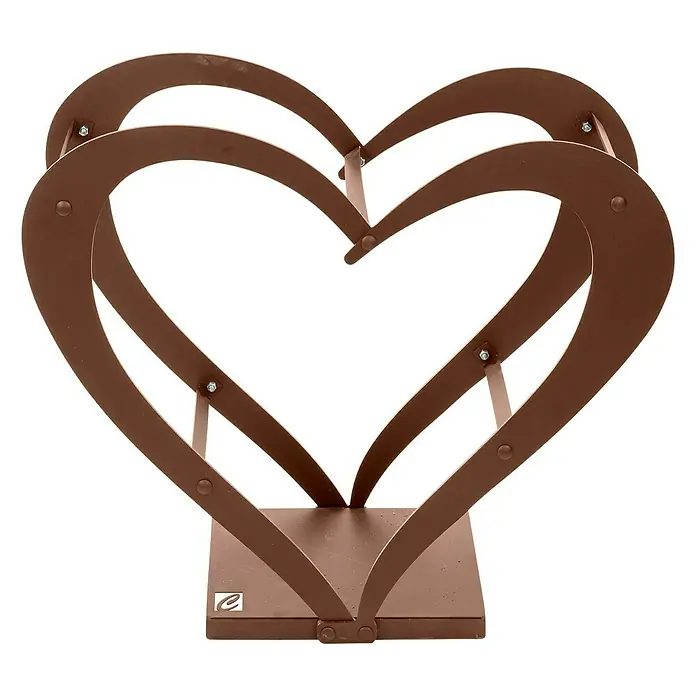 Holzregal Herz - 65 x 33 x 55 cm, Stahl, Braun - Herzförmiger Holzkorb aus Metall. Er ist robust, stilvoll und ideal für die Aufbewahrung von Brennholz neben dem Kamin oder Ofen.