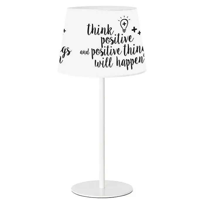 Sulion Lámpara de sobremesa - 60 W, L x An x Al: 18 x 18 x 42 cm, Negro/blanco, E27 - Esta lámpara de mesa blanca con estampado positivo aporta luz y buenas vibraciones a cualquier habitación. Un reclamo para mesitas de noche o escritorios.
