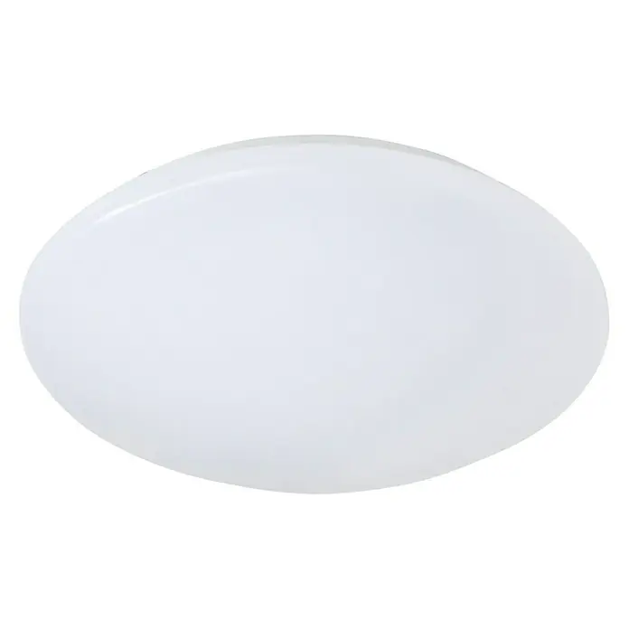 Trio Lighting Plafón LED redondo Putz - 12 W, Ø x Al: 280 mm x 9 cm, Blanco, Blanco cálido - Primer plano de una lámpara de techo redonda y blanca sobre fondo negro, ideal para interiores modernos.