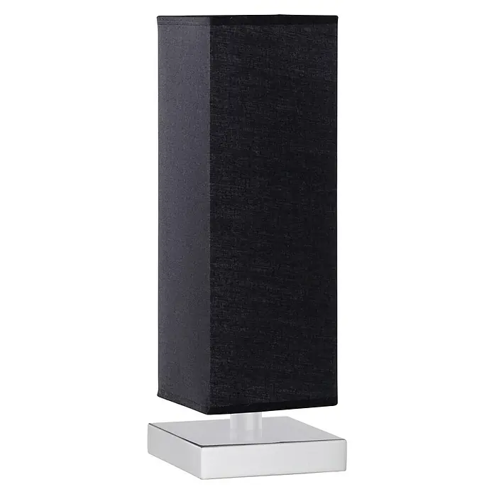Trio Lighting Lámpara de sobremesa decorativa Touch - 60 W, L x An x Al: 12 x 12 x 35,5 cm, Gris/Negro, E14 - Elegante lámpara de mesa con una pantalla rectangular negra y una base blanca y elegante, ideal para un toque moderno.