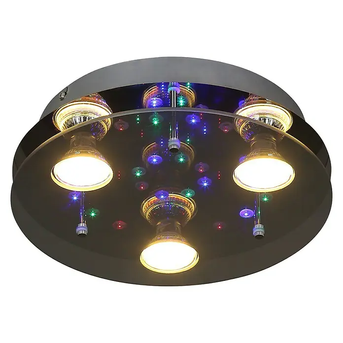 Tween Light Plafón LED redondo Susa - Negro - Lámpara de techo con múltiples focos y detalles LED de colores para una iluminación moderna y elegante.