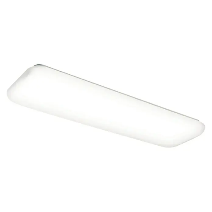 Luceco Plafón LED Luminaria - 24 W, Blanco, Largo: 60 cm - Primer plano de una moderna lámpara de techo alargada con iluminación suave y difusa sobre un fondo negro.
