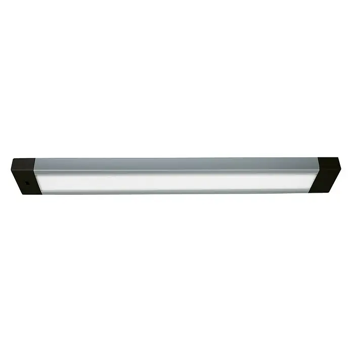 Luceco Lámpara LED bajo mueble Plana - 10 W, Largo: 45 cm - Una luz bajo armario moderna en plata y negro, que proporciona una iluminación brillante y uniforme. Ideal para cocinas y talleres.