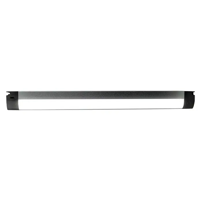 Luceco Lámpara LED bajo mueble con sensor - 12,5 W, Sensor de movimiento, L x An x Al: 60 x 1,95 x 4,59 cm, Plateado - Imagen de una lámpara de tubo LED con carcasa plateada e iluminación brillante, ideal para diseños de iluminación modernos.