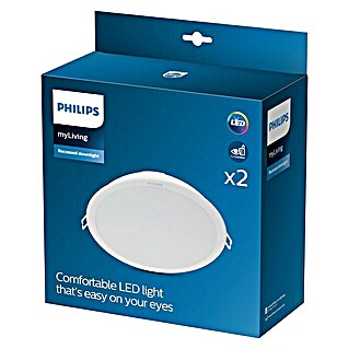Philips Set de focos LED empotrables Meson (2 ud., 48 W, Ø x Al: 21,5 x 4,7 cm, Blanco neutro)
