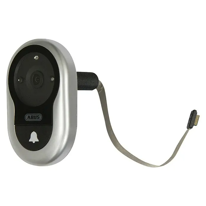 Abus Digitaler Türspion DTS2814rec - Stärke Tür: 38 mm - 110 mm, 2,8 ", TFT-Bildschirm, Einbaumaß: 14 mm Türbohrungen, Silber, Schwarz - ABUS Türspion mit digitaler Kamera und Klingelknopf zur Überwachung des Eingangsbereichs, inklusive Anschlusskabel.