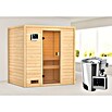 Karibu Massivholzsauna Selena (L x B x H: 145 x 195 x 187 cm, 3,6 kW Bio-Saunaofen mit multifunktionaler Steuerung, Ohne Dachkranz) | BAUHAUS