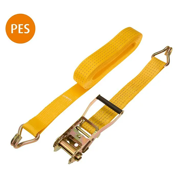 Conacord Spanngurt - 8 m x 50 mm, Belastbarkeit: 2.500 kg - Gelbes Ratschenspanngurt-Set mit Metallverschluss und Haken für sichere Ladungssicherung beim Transport.