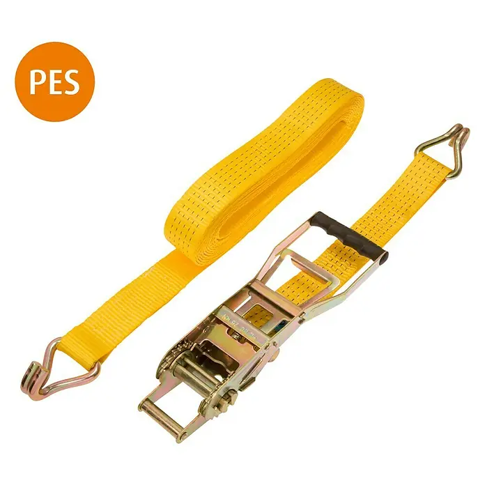 Conacord Spanngurt - 10 m x 50 mm, Belastbarkeit: 2.500 kg - Gelber Spanngurt mit Ratsche und Haken zur Ladungssicherung.