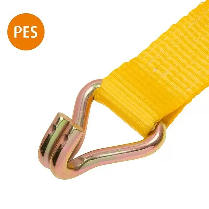 Conacord Spanngurt - 10 m x 50 mm, Belastbarkeit: 2.500 kg - Gelber Polyestergurt mit zwei Metall-J-Haken zur Ladungssicherung.