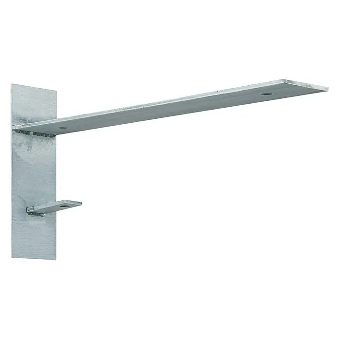 Home Sweet Home Wandhaken für Lampen - Beton, Metall, L x B x H: 31 x 5 x 15 cm - Die Abbildung zeigt eine graue Stahlregalkonstruktion mit einer rechteckigen vertikalen Platte und einer langen, horizontalen Ablagefläche.