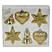 Christbaumschmuck (Gold, Kunststoff, Herz, 6 Stk.)