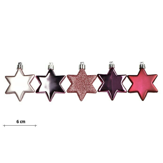 Christbaumschmuck Berry Kiss (Rosa, Kunststoff, Stern, 8 Stk.)