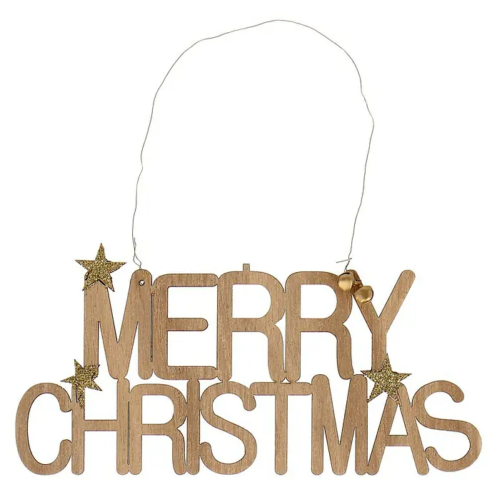 2 Stück Weihnachtsschilder Aus Holz – Wandbehang Mit "Merry Christmas", Bunt, Als Christbaumschmuck & Deko