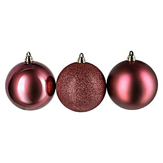 Christbaumkugel-Set (Bordeaux, Kunststoff, Durchmesser: 15 cm, 3 Stk.)