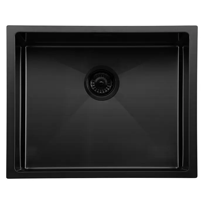 Fregadero encastrable Venus - 44 x 54 cm, Acero inoxidable, Antracita, Brillante - Fregadero de acero inoxidable negro con diseño moderno. El fregadero es duradero y fácil de limpiar, perfecto para cualquier cocina.