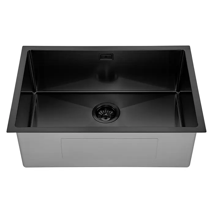 Fregadero encastrable Urano - 45,7 x 68,6 cm, Acero inoxidable, Antracita, Brillante - Fregadero negro con un diseño cuadrado, un elemento moderno y funcional para cualquier cocina. Destaca por su estilo y practicidad.