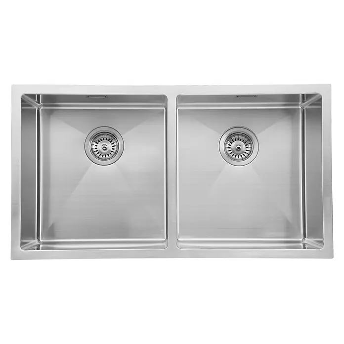 Fregadero encastrable Neptuno - 45,7 x 83,8 cm, Acero inoxidable, Número de cubetas: 2 ud., Acero inoxidable, Resplandeciente - Fregadero de acero inoxidable de doble cubeta con un diseño moderno. Ideal para una cocina moderna.