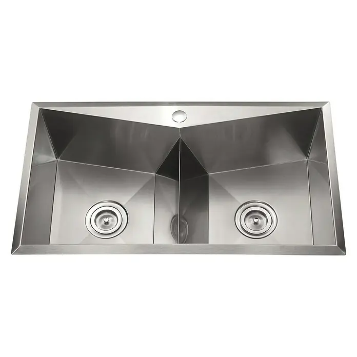 Fregadero encastrable Mercurio - 45 x 82 cm, Acero inoxidable - Fregadero de acero inoxidable de doble cubeta de alta calidad con un diseño moderno para la cocina. El fregadero es duradero y fácil de limpiar.