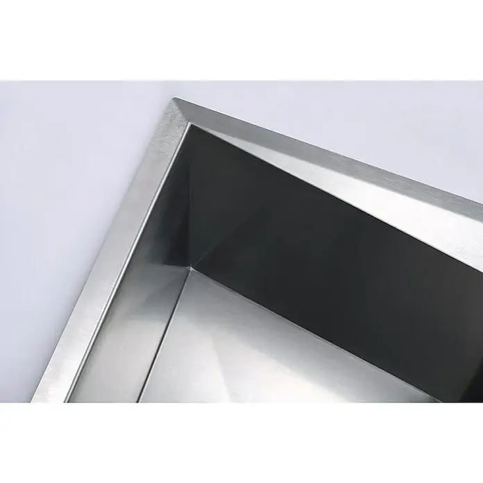 Fregadero encastrable Mercurio - 45 x 82 cm, Acero inoxidable - Vista superior de un fregadero de acero inoxidable, destacando la superficie lisa y la construcción precisa del producto.