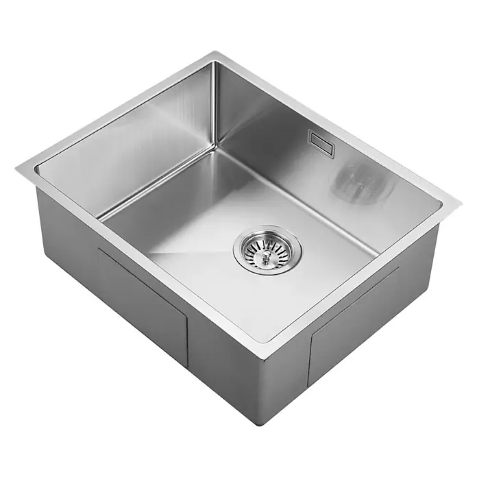Fregadero encastrable Venus - 44 x 54 cm, Acero inoxidable, Acero inoxidable, Resplandeciente - Fregadero de acero inoxidable con diseño moderno y acabado pulido para una cocina elegante. Práctica zona de escurrido y fácil de limpiar.