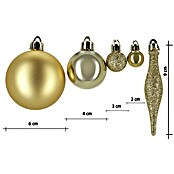 Weihnachtskugeln (65 Stk., Gold, Kunststoff)