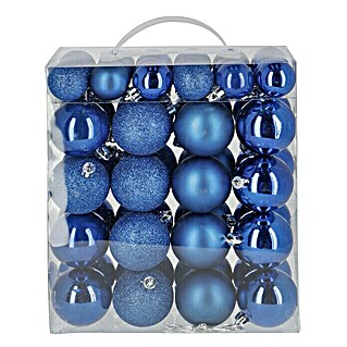 Božićne kuglice (Plave boje, Plastika, Promjer: 4 cm - 6 cm, 50 Kom.)