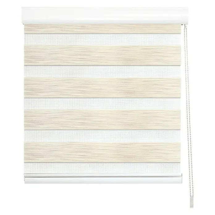 Estor noche y día París - An x Al: 120 x 250 cm, Beige - Elegante estor enrollable doble beige que ofrece filtrado de luz y privacidad para cualquier habitación. Decoración moderna para un hogar con estilo.