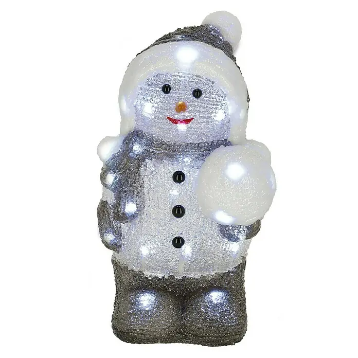 Tween Light Figura LED navideña Muñeco de Nieve - 17 x 16 x 31 cm, Blanco, LED - Una figura festiva de muñeco de nieve iluminada con sombrero y bufanda, que irradia un ambiente navideño.