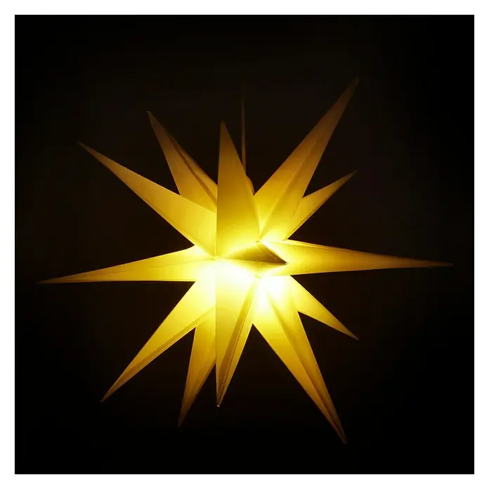 Estrella LED 3D - 25 cm, Amarillo, Funciona con pilas - Estrella de Navidad de papel amarillo con luz cálida, perfecta para decoraciones festivas.\n
