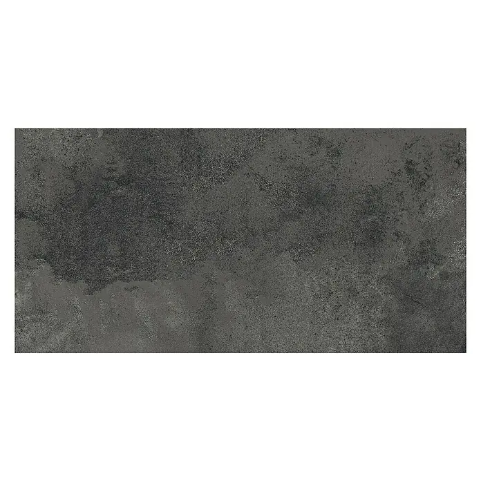 Queens Feinsteinzeugfliese - 29,8 x 59,8 cm, Graphit, Matt - Nahaufnahme einer grauen Keramikfliese mit einer einzigartigen Betonoptik und subtilen Strukturen, die einen modernen, industriellen Stil vermittelt.