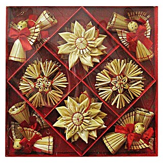 Christbaumschmuck Stroh-Mix (Braun, Stroh, Durchmesser: 6 cm)