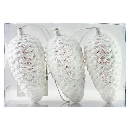 Christbaumschmuck Kunststoff-Zapfen Weiß