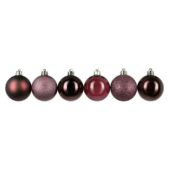 Weihnachtskugeln - Bordeaux, Kunststoff, Durchmesser: 6 cm, 48 Stk. - Vorderansicht