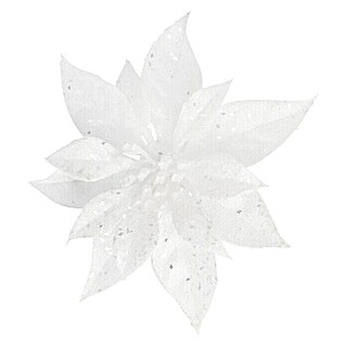 Dekoblüten Weihnachtsstern mit Clip (Weiß, Kunststoff, Christrose, Durchmesser: 18 cm)