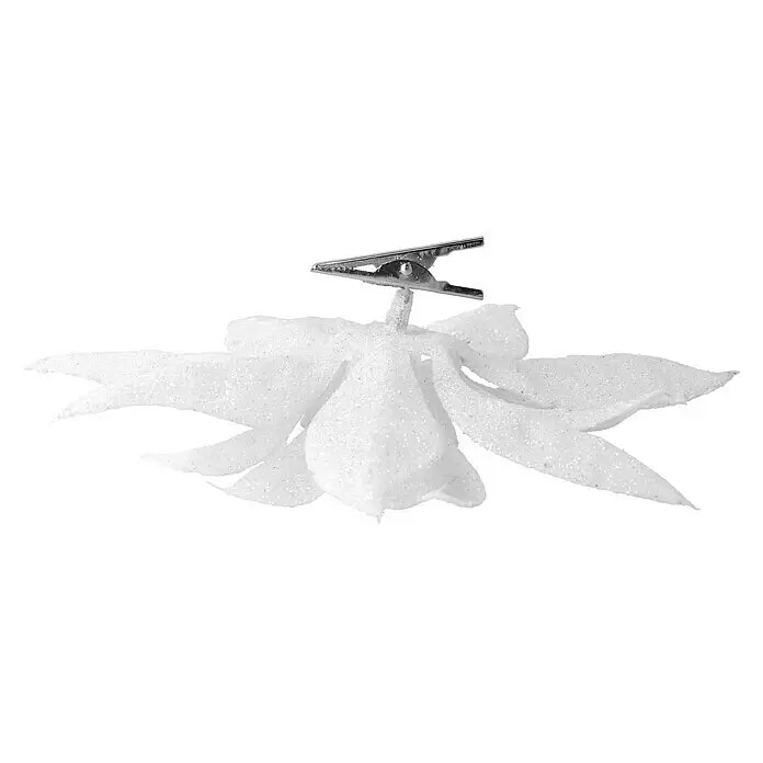 Dekoblüten Weihnachtsstern mit Clip - Durchmesser: 18 cm, Kunststoff, Weiß, Christrose - Ansicht von oben
