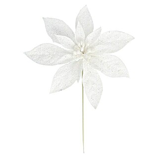 Dekoblüten Glitter (Weiß, Kunststoff, Blume)