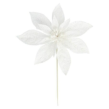 Dekoblüten Glitter (Weiß, Kunststoff, Blume)