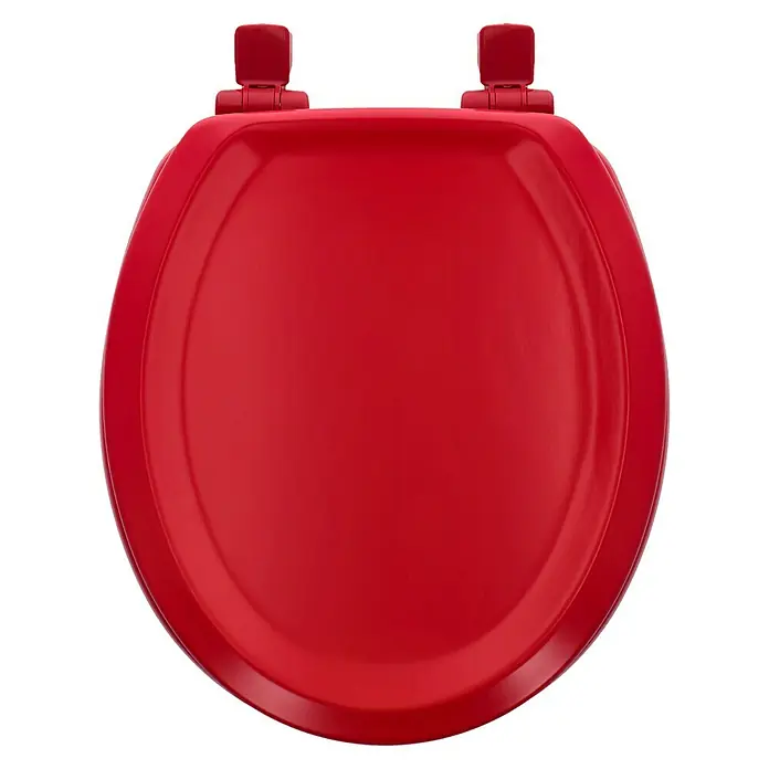Poseidon WC-Sitz Seattle - Holz, Rot, Mit Absenkautomatik - Roter Toilettensitz mit glänzender Oberfläche. Das Produkt hat Befestigungen zum Anbringen an der Toilette.