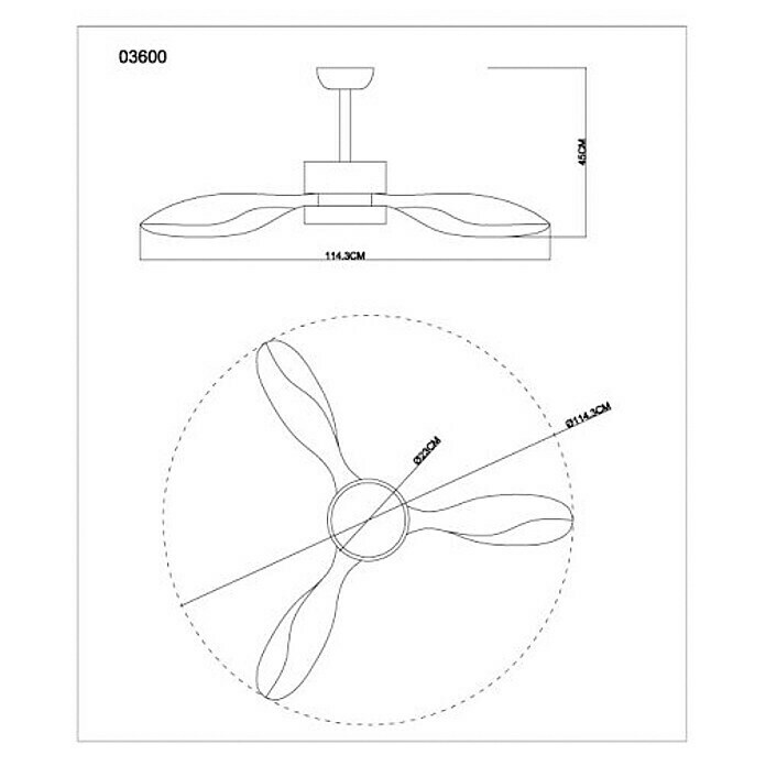 Globo Deckenventilator RamonaDurchmesser: 114 cm, Weiß, 18 W Unknown