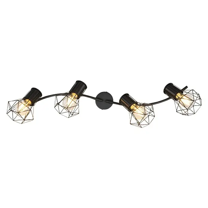 Globo Deckenstrahler - 40 W, L x B x H: 80 x 22,5 x 19 cm, Schwarz, E27 - Die moderne Deckenleuchte mit vier Lampen im industriellen Stil ist ein echter Hingucker. Die Leuchte sorgt für eine tolle Beleuchtung im Raum.