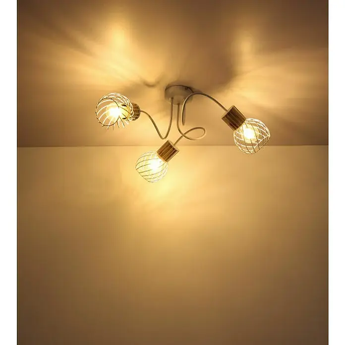 Globo Deckenleuchte Luise - 40 W, Weiß, E27, 3 Stk. - Eine moderne, dreiflammige Deckenleuchte mit verstellbaren Metallkörben, die ein warmes, einladendes Licht in den Raum wirft.