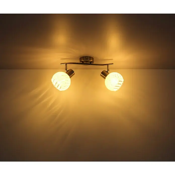 Globo Deckenstrahler Willy - 80 W, L x B x H: 36 cm x 19 cm x 192 mm, Nickel matt, E27 - Deckenleuchte mit zwei Strahlern, die warmes Licht abgeben und dekorative Schatten werfen. Sie sorgt für eine angenehme Atmosphäre im Raum.