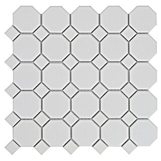 Malla mosaico Octógono (30 x 30 cm, Blanco, Mate)