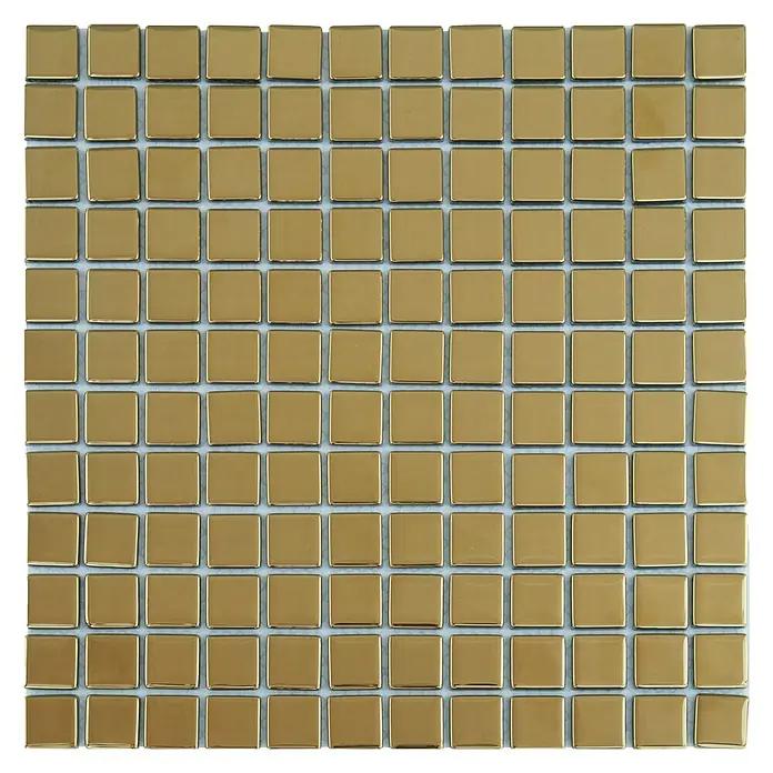 Malla mosaico Elegance - 30 x 30 cm, Oro, Brillante - Azulejos de mosaico dorados, perfectos para baños o cocinas. El acabado brillante añade un aspecto lujoso y es fácil de limpiar.